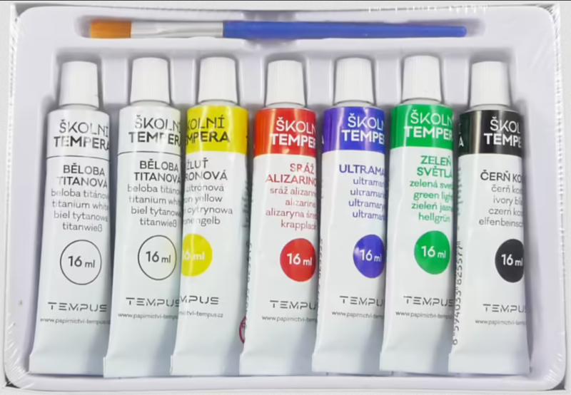 Temperové barvy European 6ks+běloba