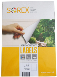 Etikety na archu A4 Sorex 70x36mm 2400 etiket